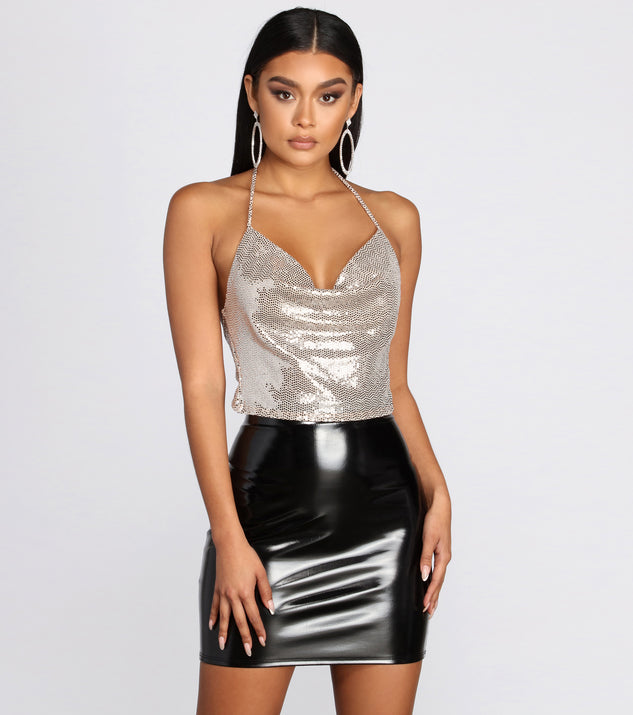 Stunning Sequin Halter Crop Top | Windsor